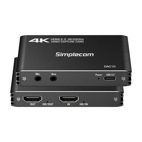 Simplecom HDMI 2.0 to USB 4K@60Hz Video Capture Card, Stream & Record 4K 60FPS - SuperSaverAU - view 1