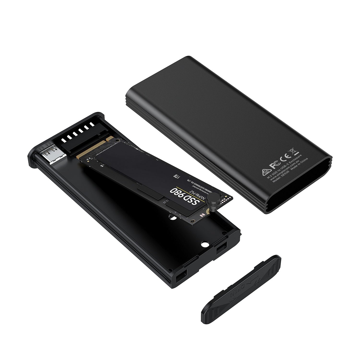 Simplecom SE530 NVMe / SATA M.2 SSD to USB-C Enclosure with SMART LED Screen USB 3.2 Gen 2 10Gbps - SuperSaverAU - view 3