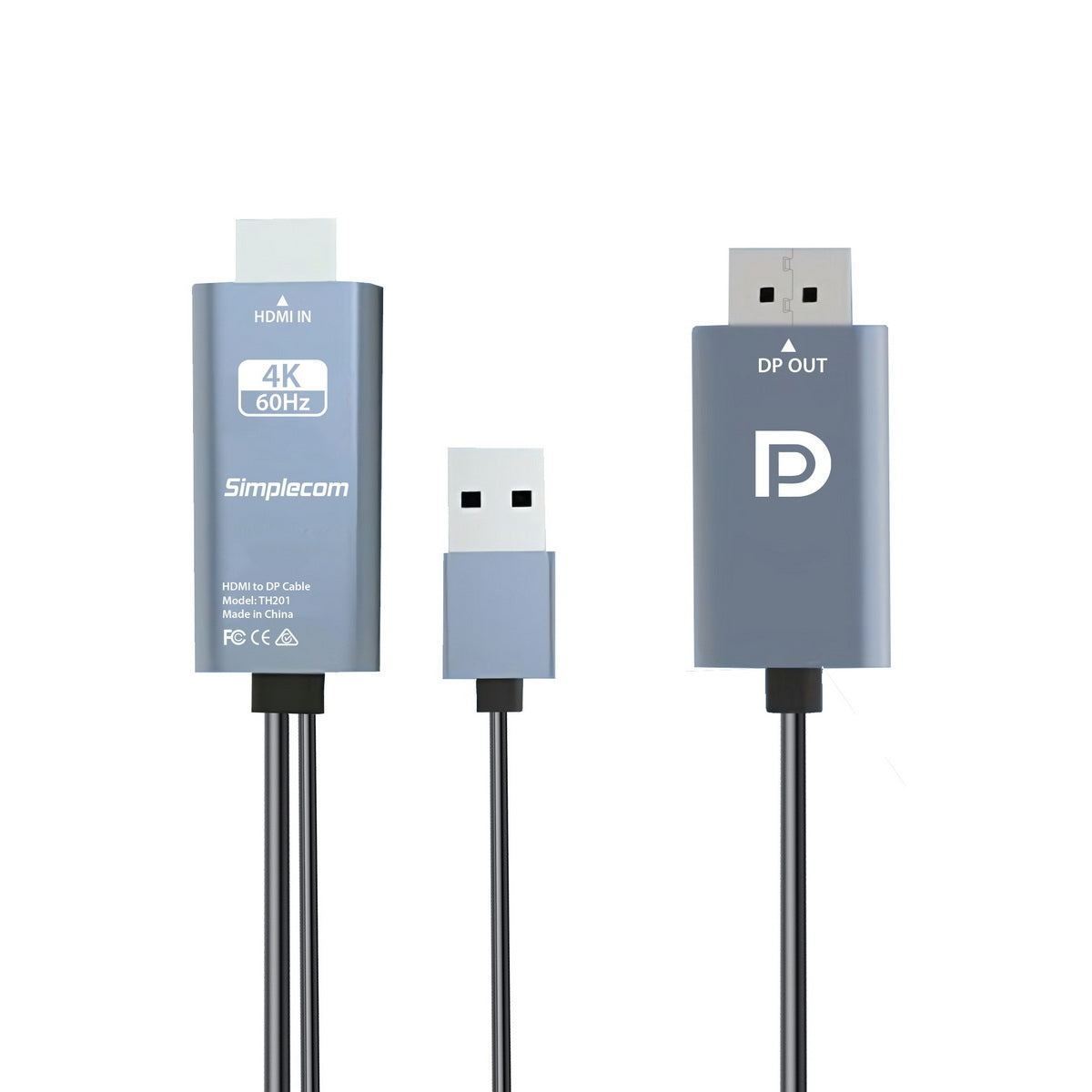 Simplecom TH201 HDMI to DisplayPort Active Converter Cable 4K@60hz USB Powered 2M - SuperSaverAU - view 2