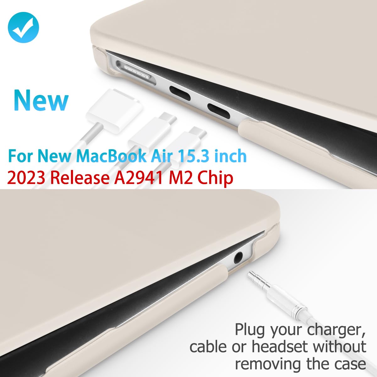Premium Grey MacBook Air 15 A2941 M2 Hard Shell Case with Keyboard Cover