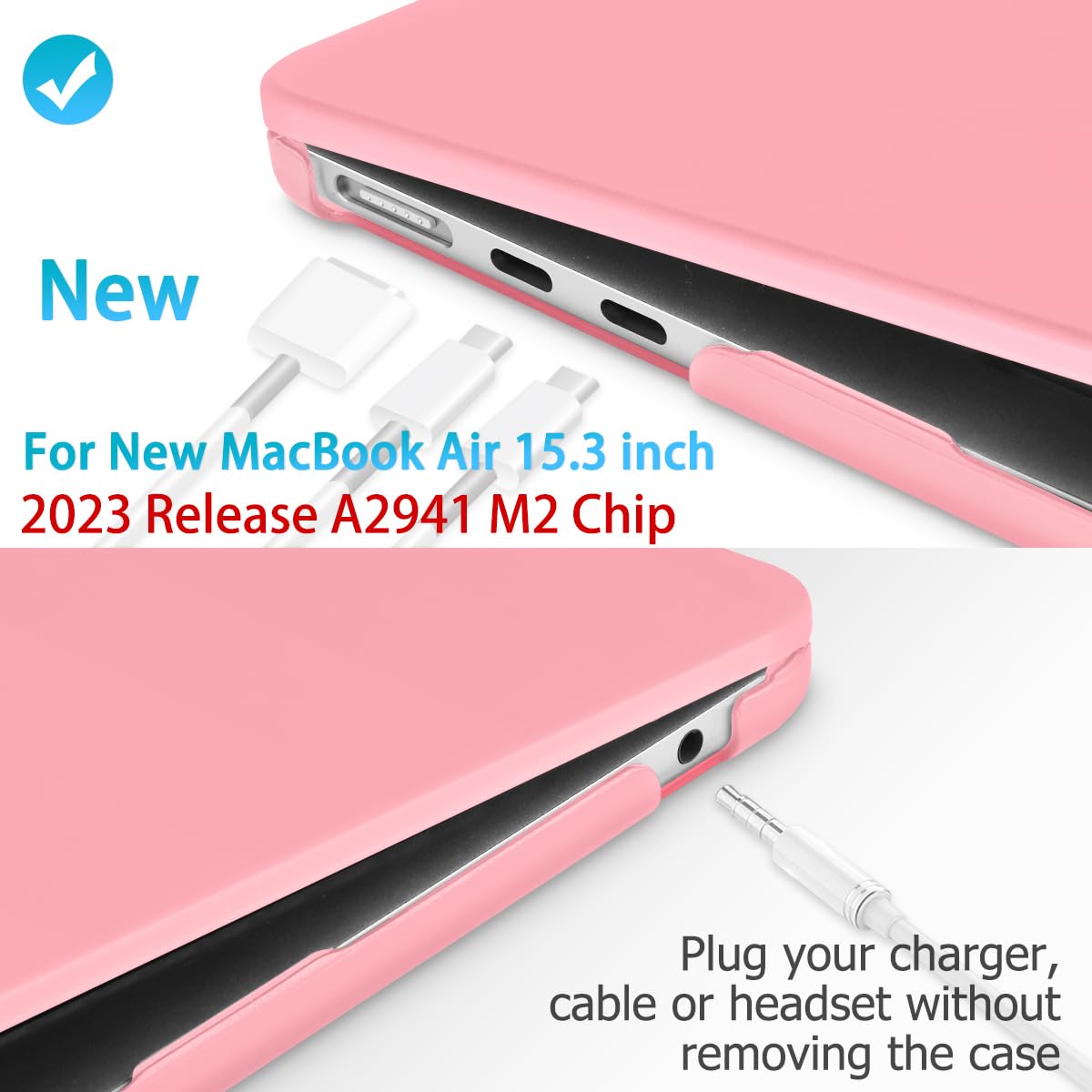 15 inch Air 2023 MacBook Air Matte Case A2941 M2 Chip Hard Shell Case Keyboard Cover Pink - SuperSaverAU - view 2