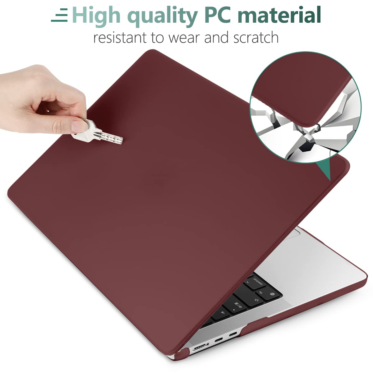 Premium Wine Red MacBook Air 15 A2941 M2 Hard Shell Case with Keyboard Cover