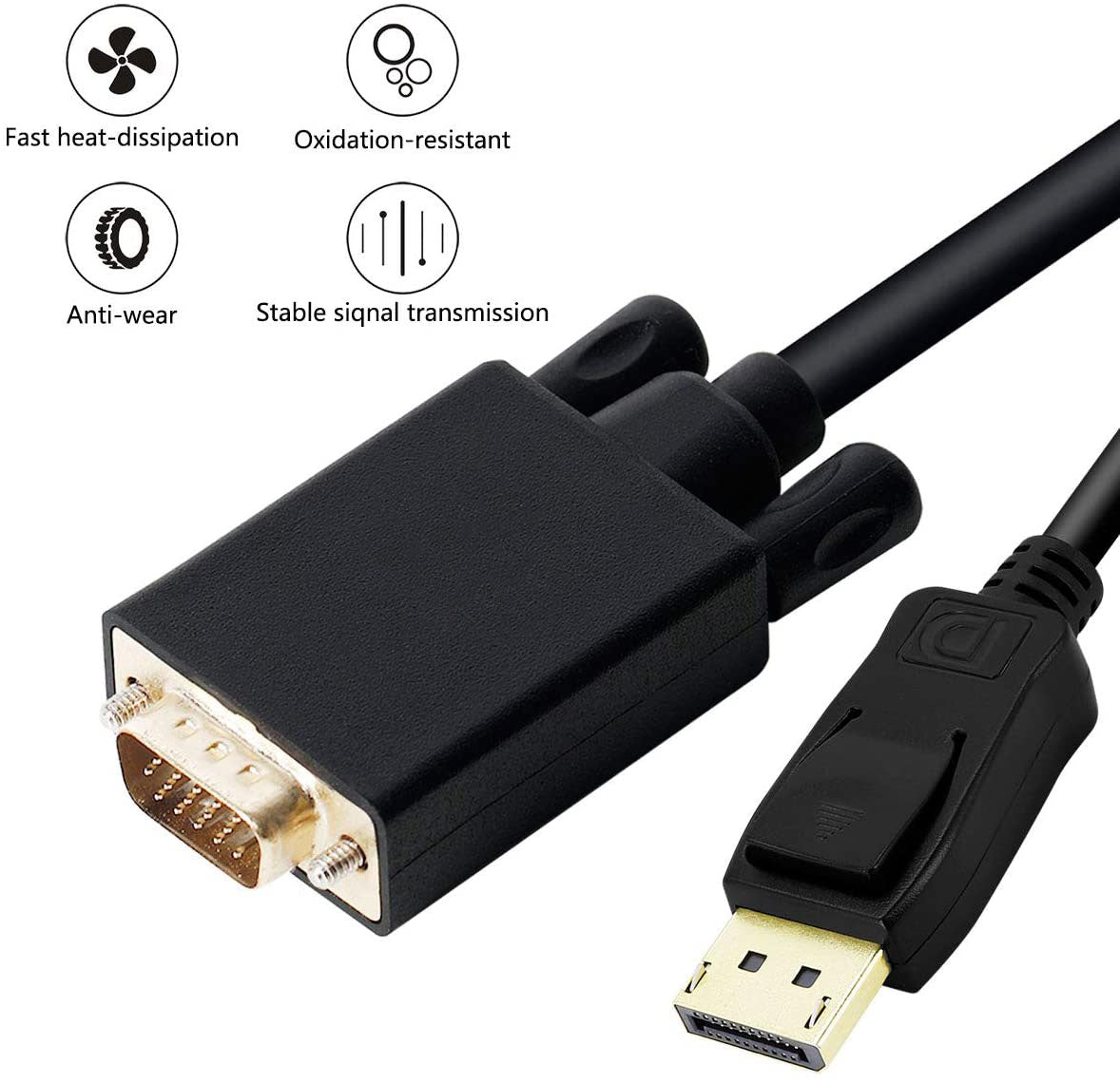 Premium 1.8m DisplayPort to VGA Male Cable Adapter