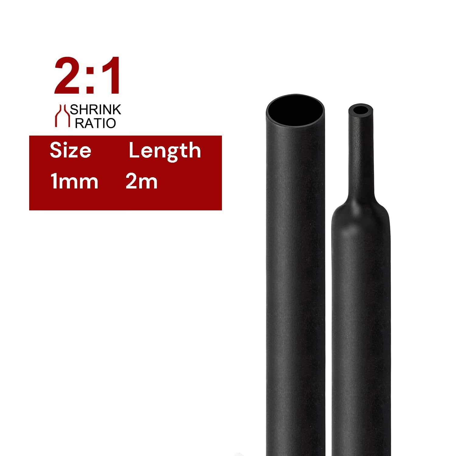 2m 1mm 2:1 Heat Shrink Tubing - ECO-Friendly, Flame Retardant, High Temp Resistance - SuperSaverAU - view 1