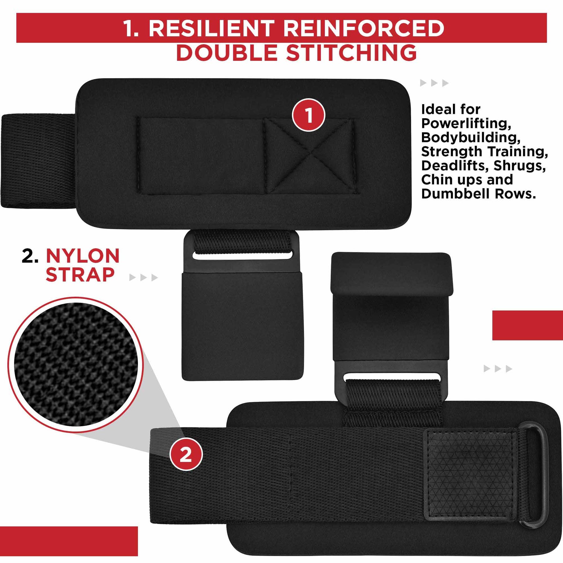 Pair Weight Lifting Hooks Straps Grip Wrist Wrap Support Powerlifting Deadlift Pull Up - SuperSaverAU - view 5
