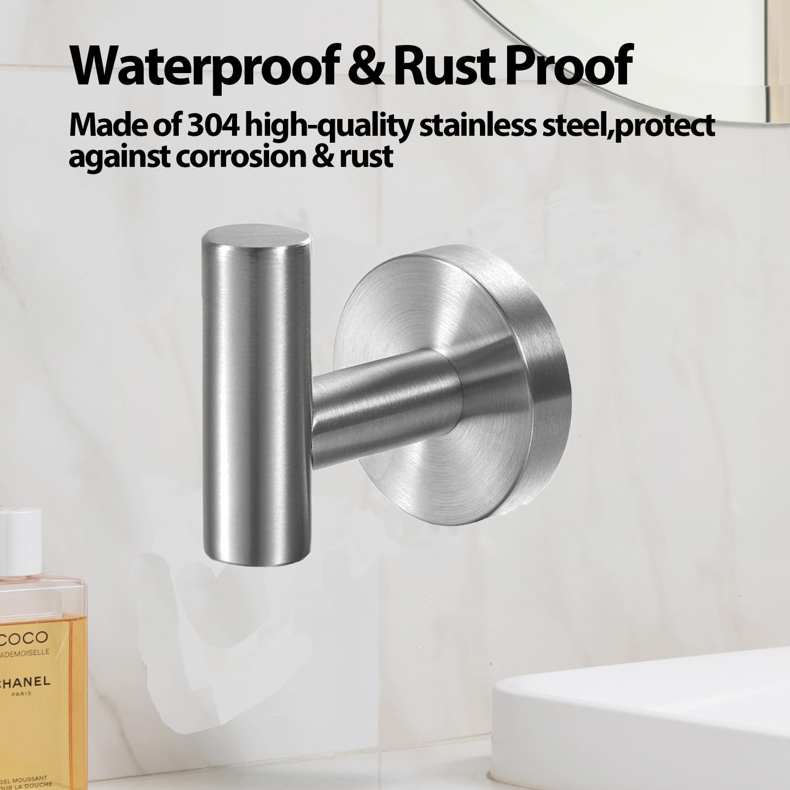 2 Pcs Wall Mount Bathroom Towel Hooks Holder Cloth Hanger Hook Kitchen Door Hanger Brushed Nickel - SuperSaverAU - view 3