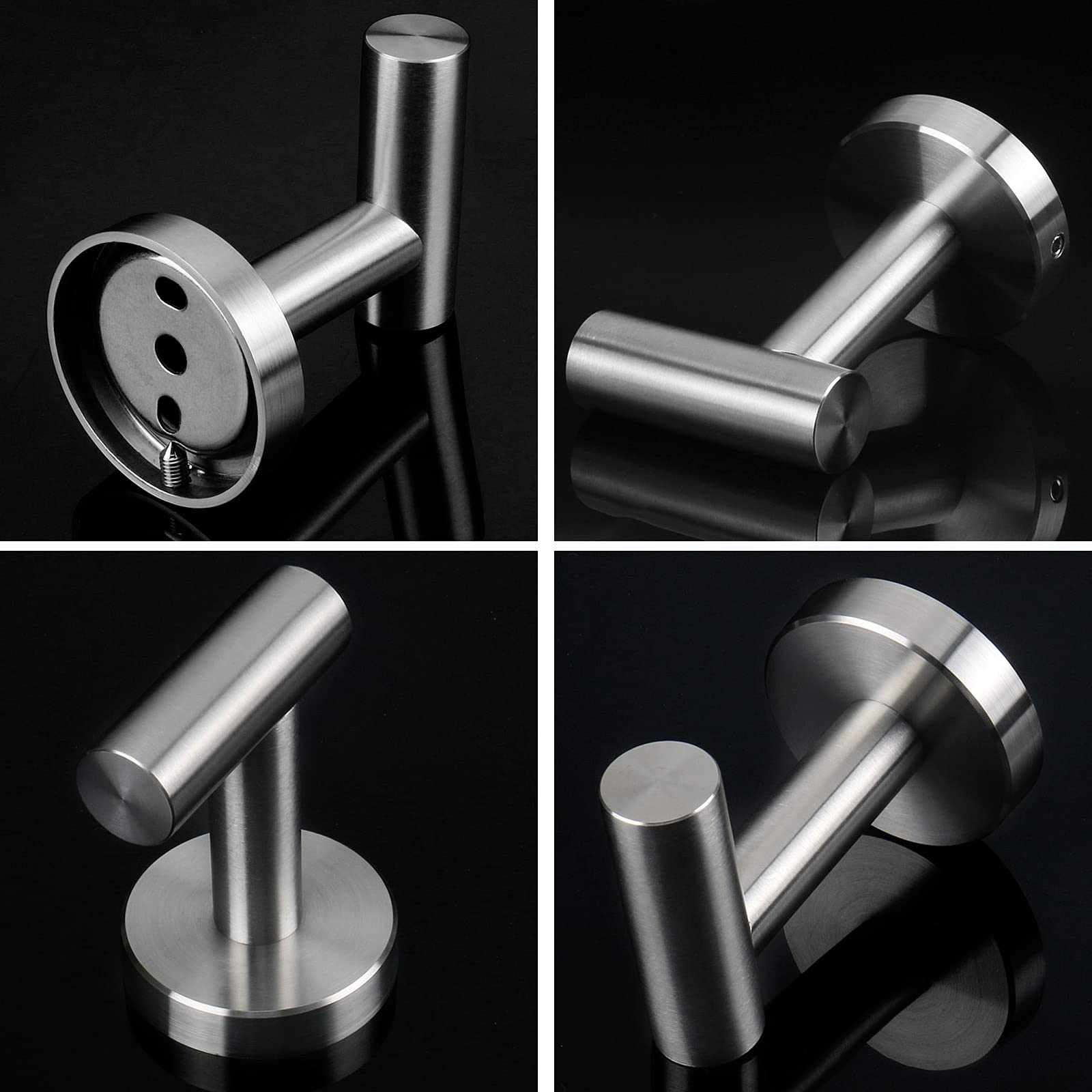 2 Pcs Wall Mount Bathroom Towel Hooks Holder Cloth Hanger Hook Kitchen Door Hanger Brushed Nickel - SuperSaverAU - view 5