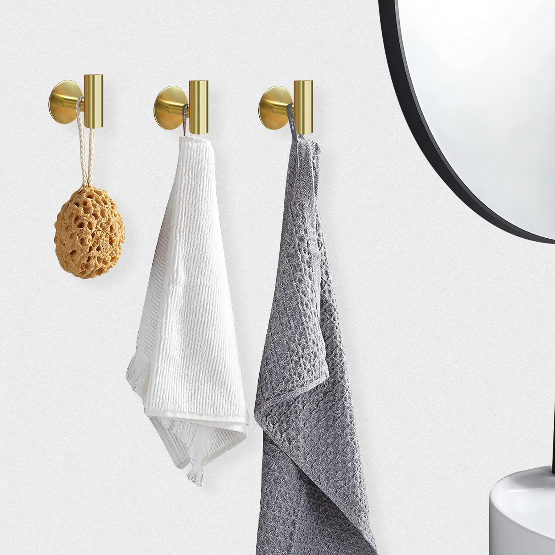 Premium Gold 2 Pack Self Adhesive 304 Stainless Steel Towel Hooks