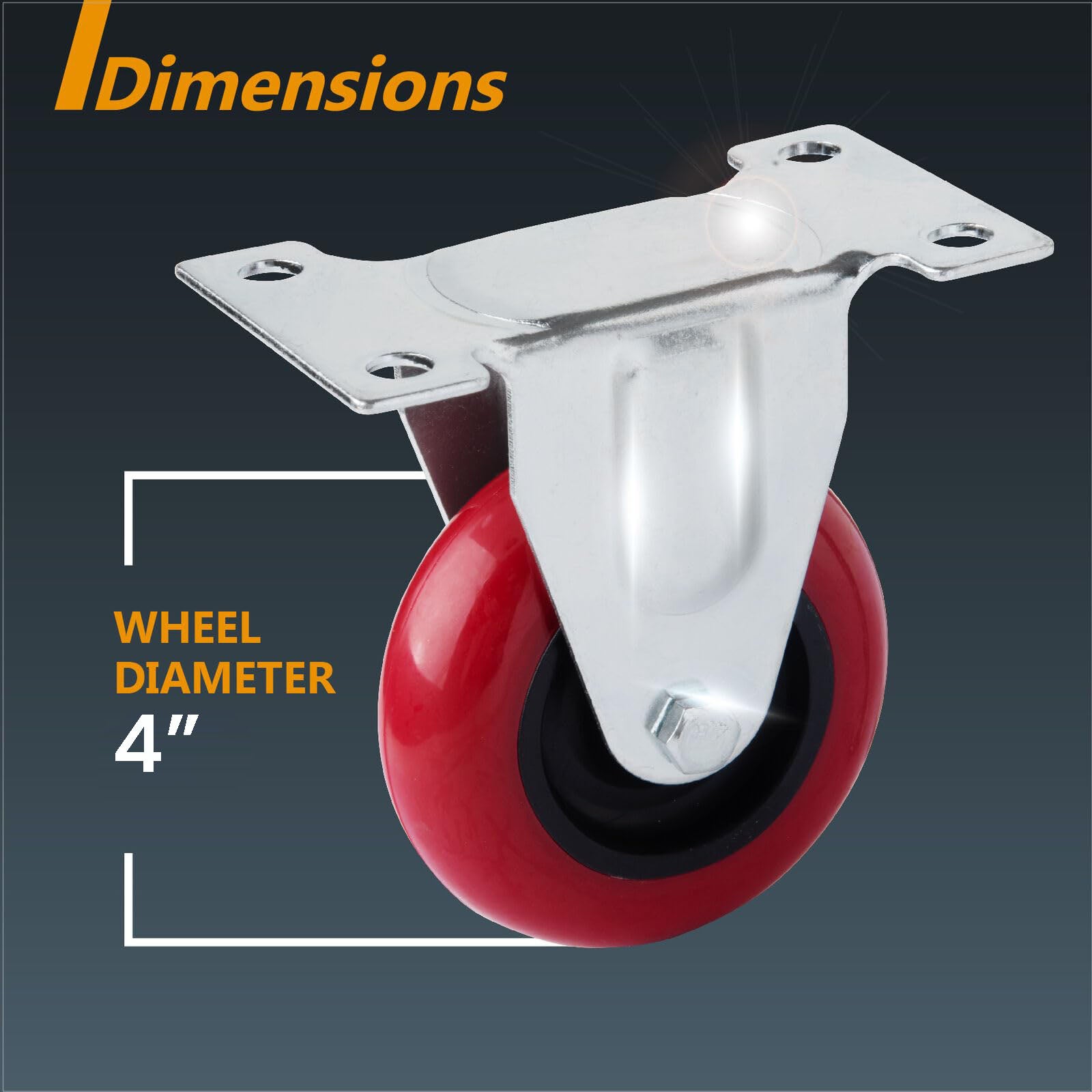 4 inch Heavy Duty Fixed Caster Casters Wheels Castor for Furniture and Workbench Cart - SuperSaverAU - view 5