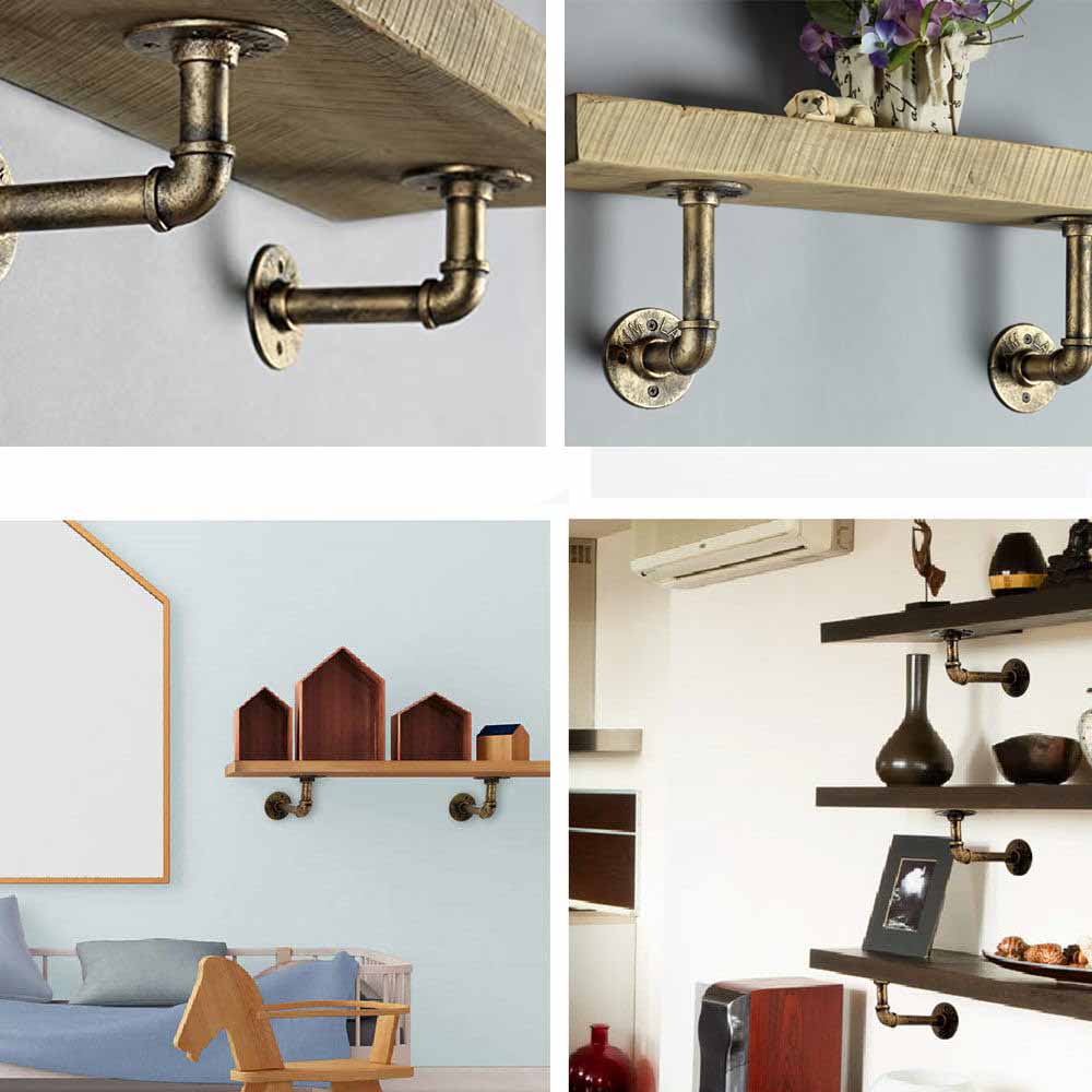 4PCS Industrial Pipe Shelf Bracket 18cm-34cm Depth, 30kg Support, Easy Install - SuperSaverAU - view 3