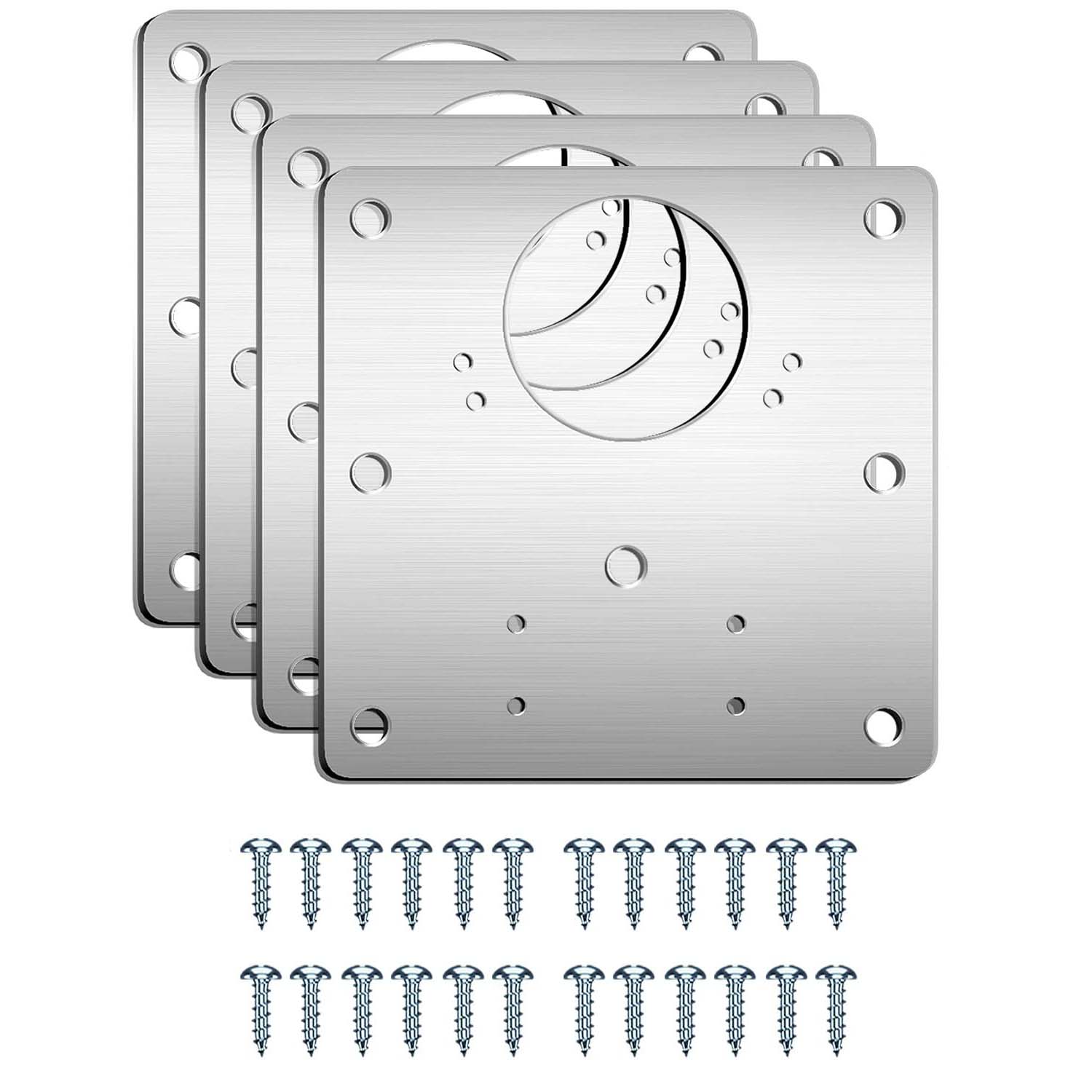Premium 4 Pack Cabinet Hinge Repair Plate Brackets with Screws