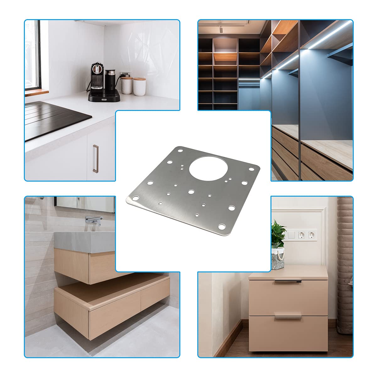 Premium 4 Pack Cabinet Hinge Repair Plate Brackets with Screws