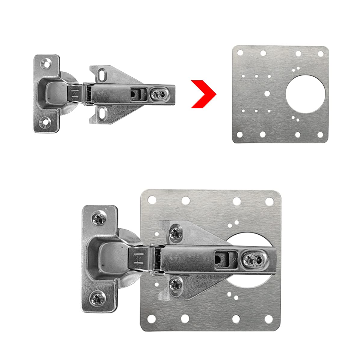 Premium 4 Pack Cabinet Hinge Repair Plate Brackets with Screws
