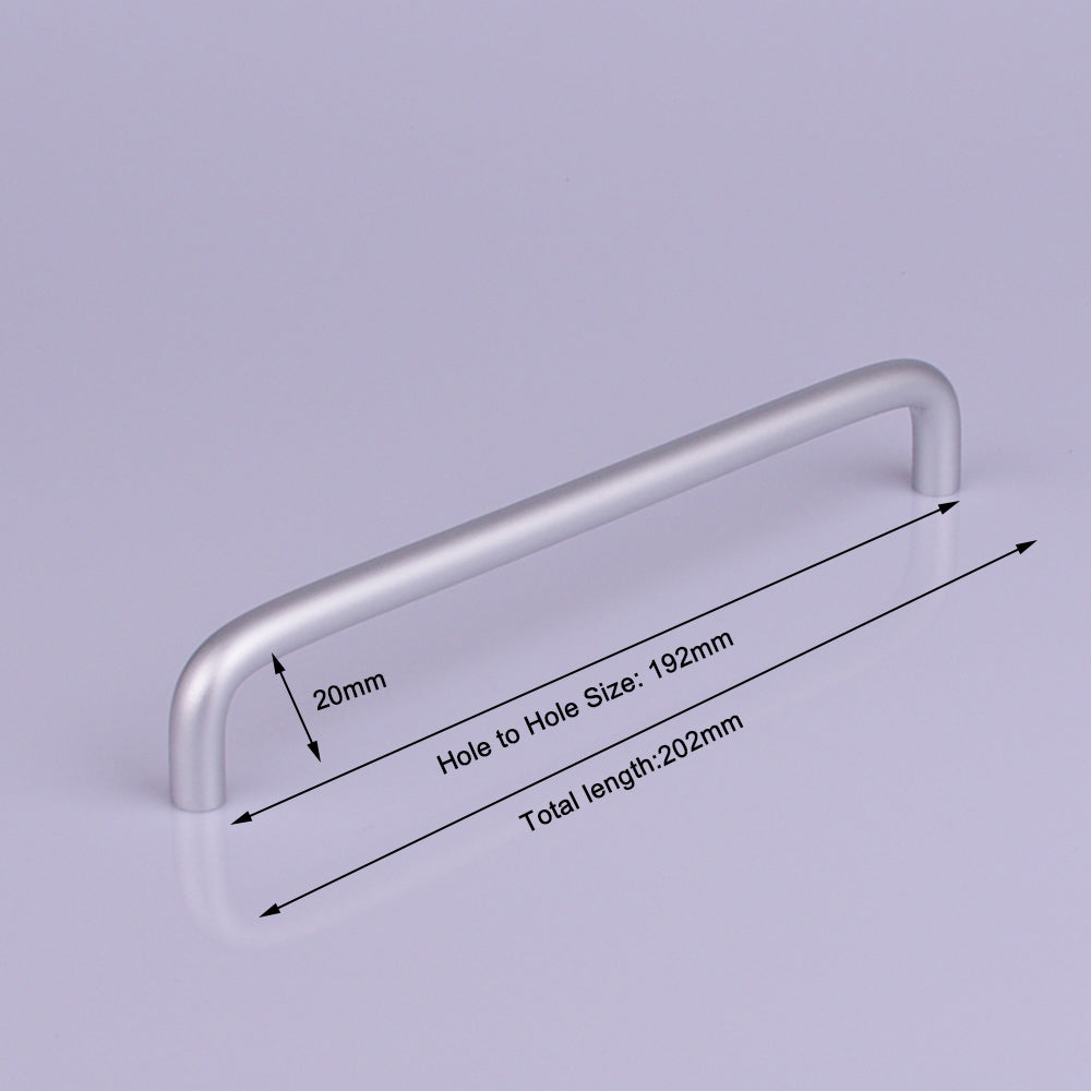 Aluminium Kitchen Cabinet Handles 192mm, Modern Stainless Steel Pull, Silver - SuperSaverAU - view 3