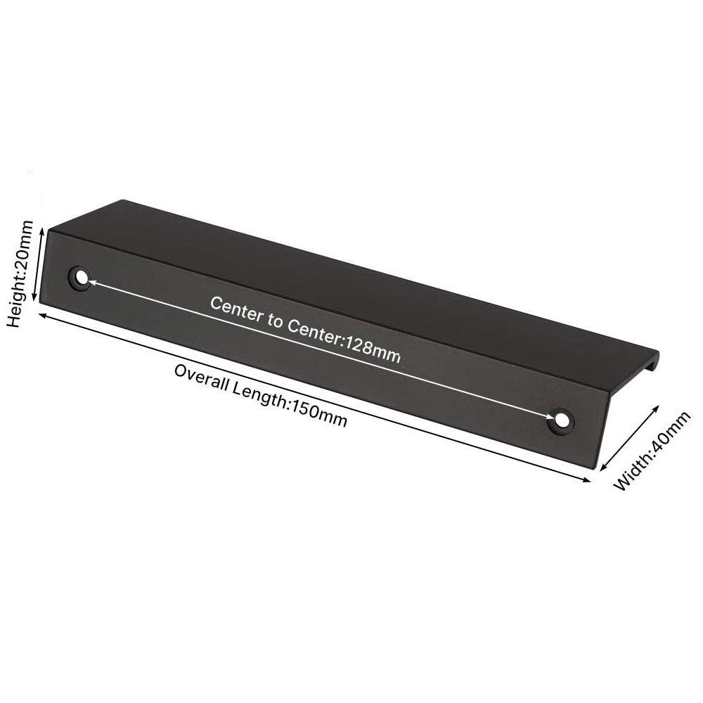 Aluminum Kitchen Cabinet Pull, Modern Black Handle, 128mm Hole to Hole - SuperSaverAU - view 2