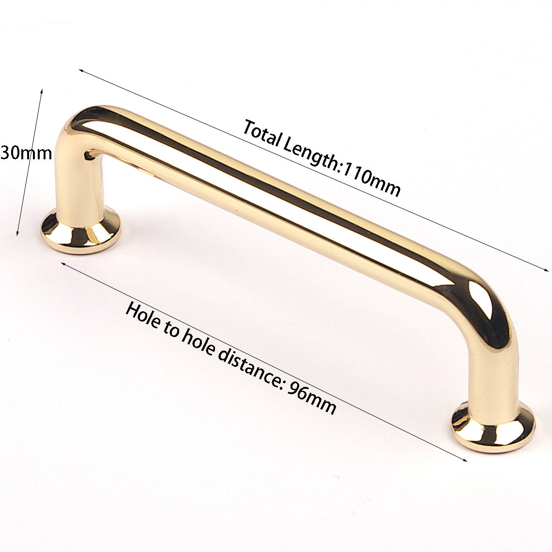 Premium 96mm Polished Gold Cabinet Handle with Screws