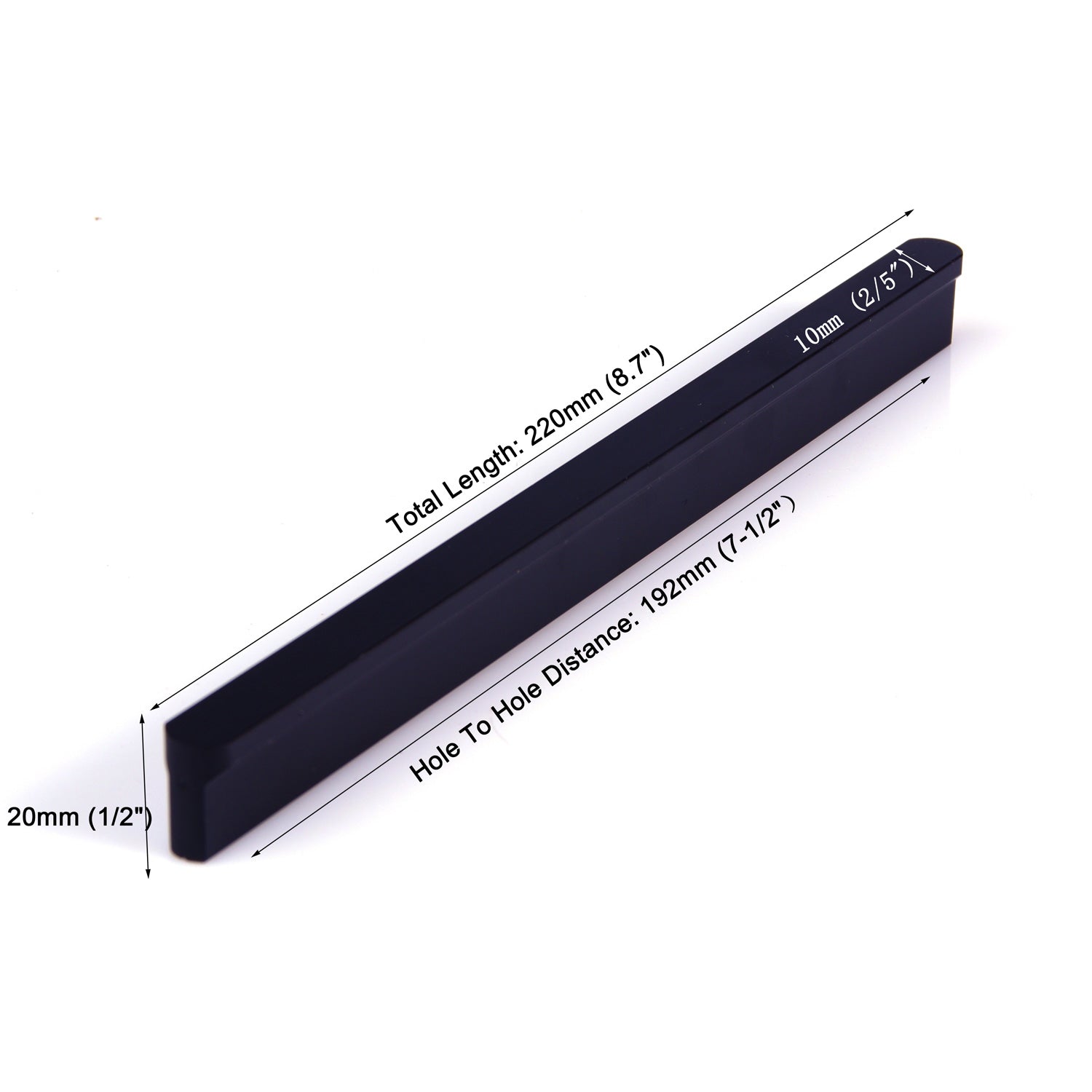 Solid Zinc Black Cabinet Pull Handle 192mm, Modern European Style, Includes Screws - SuperSaverAU - view 2