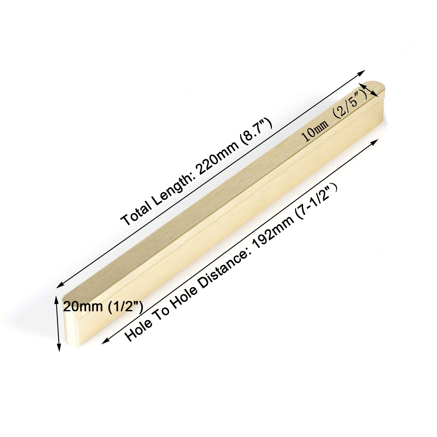Gold Cabinet Pull Handle 192mm, Modern European Style, Zinc Hardware - SuperSaverAU - view 2