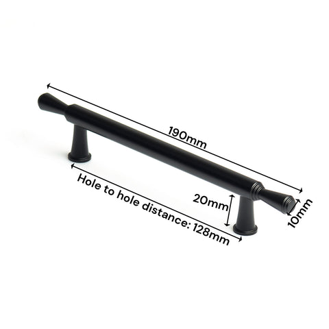 Black Zinc Kitchen Cabinet Handles 128mm - Modern European Style, Sleek Design - SuperSaverAU - view 1