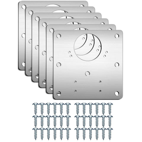Premium 6 Pack Cabinet Hinge Repair Plate Brackets with Screws