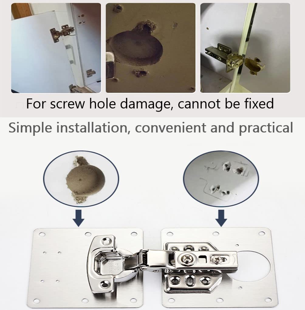 Premium 6 Pack Cabinet Hinge Repair Plate Brackets with Screws