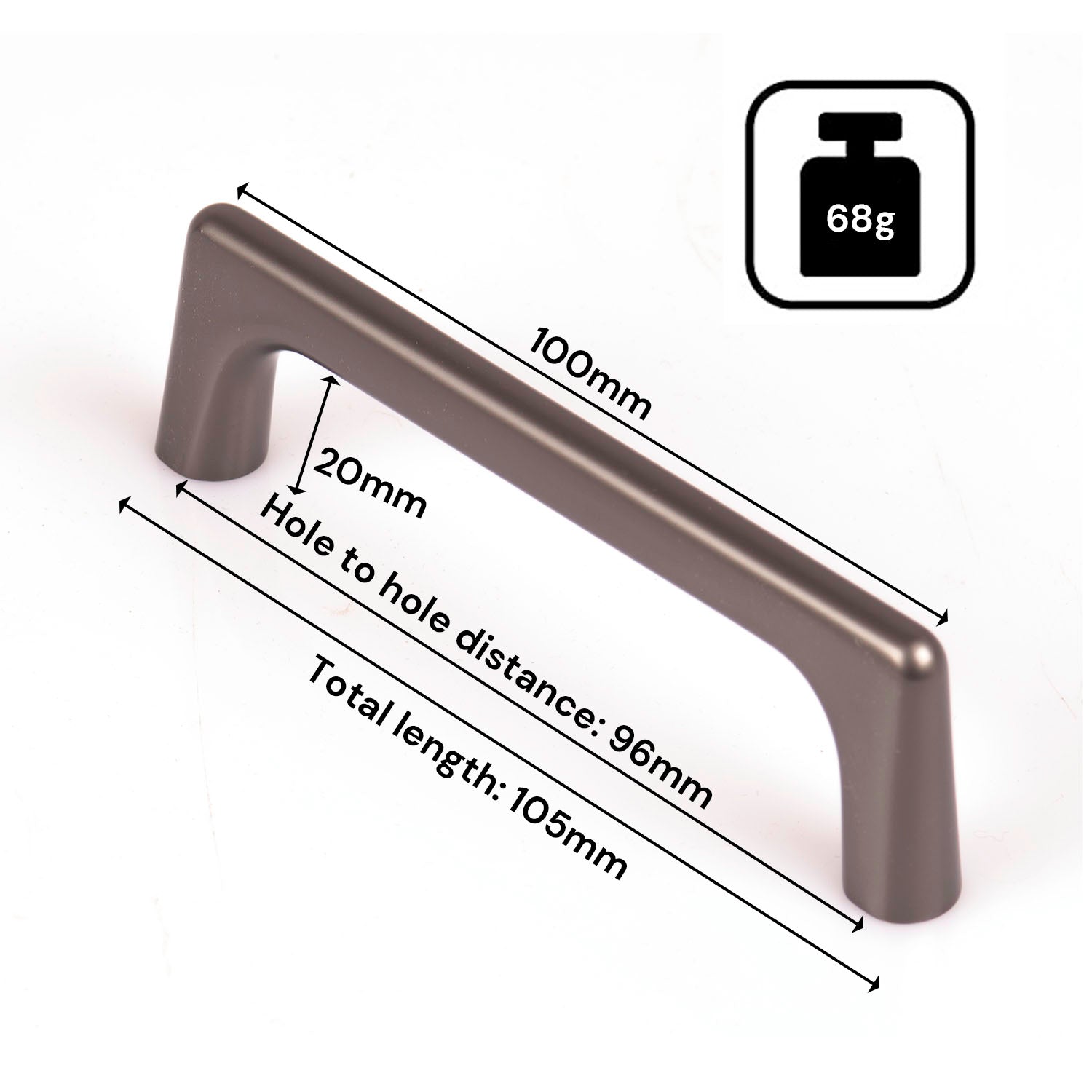 Black Zinc Kitchen Cabinet Handles 96mm Modern European Style Pulls - SuperSaverAU - view 2