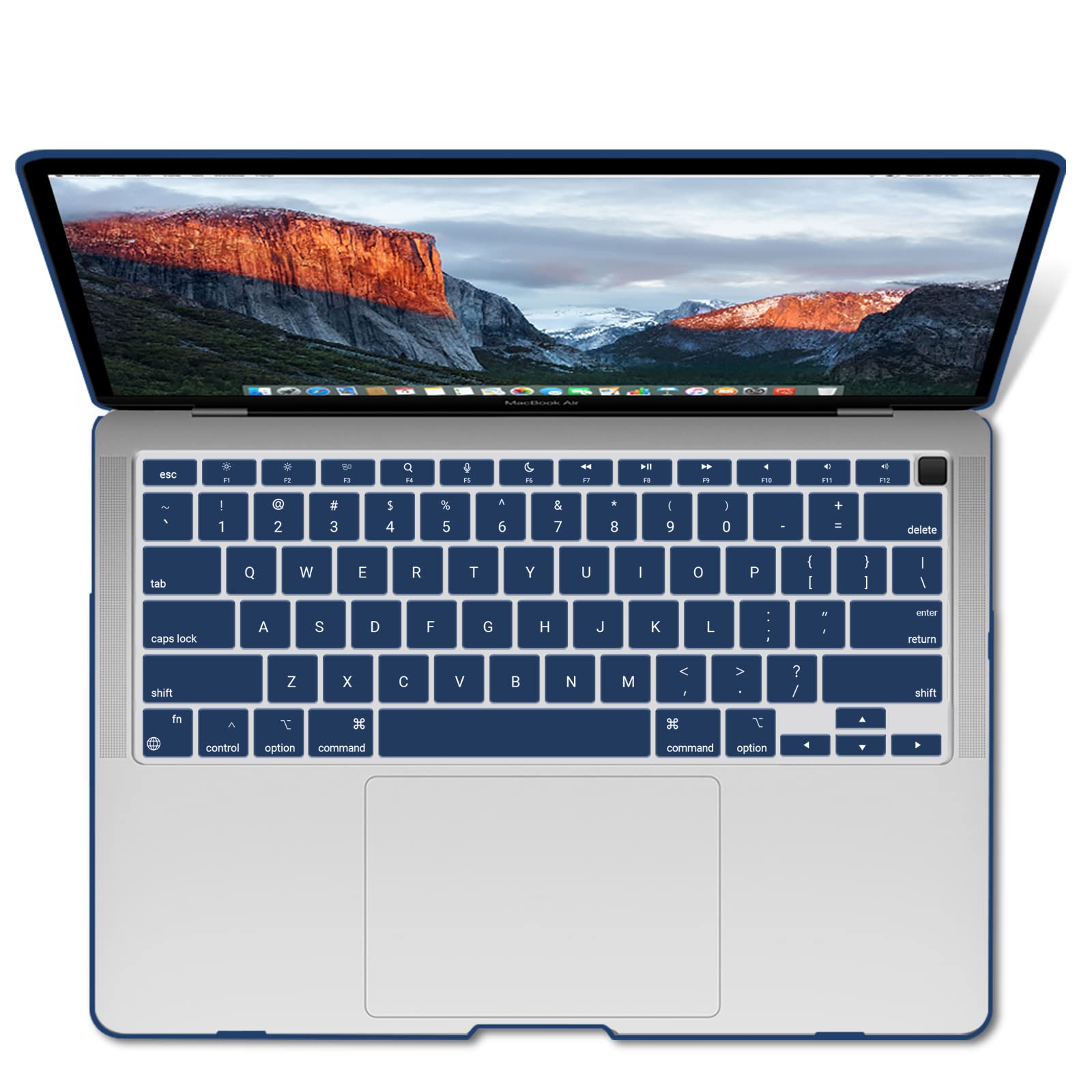 Premium Blue MacBook Air 13 Hard Shell Case with Keyboard Cover A1932 A2179 A2337