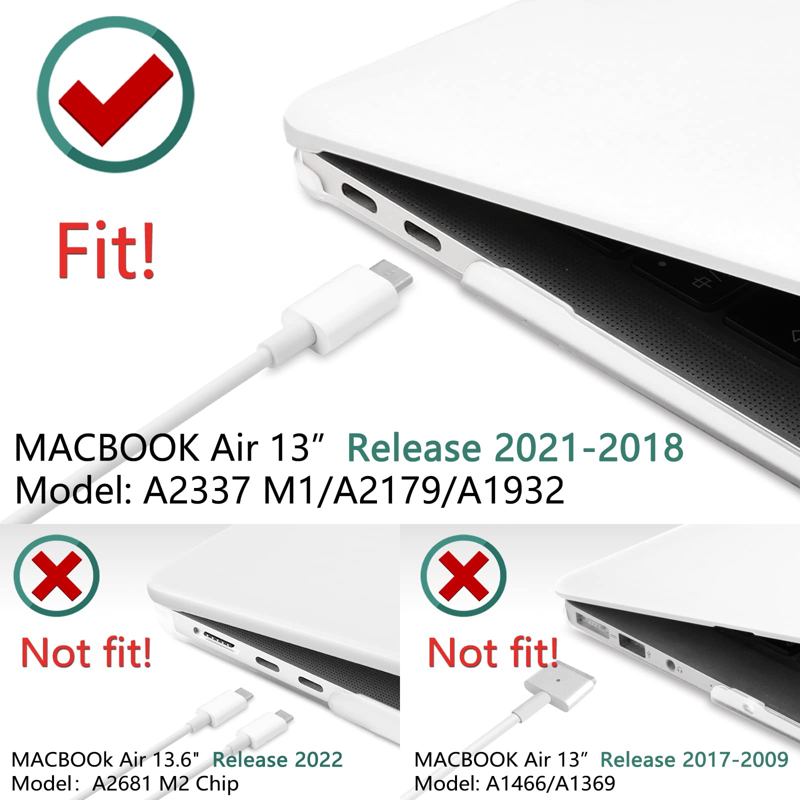 Premium Clear MacBook Air 13 Hard Shell Case with Keyboard Cover A1932 A2179 A2337