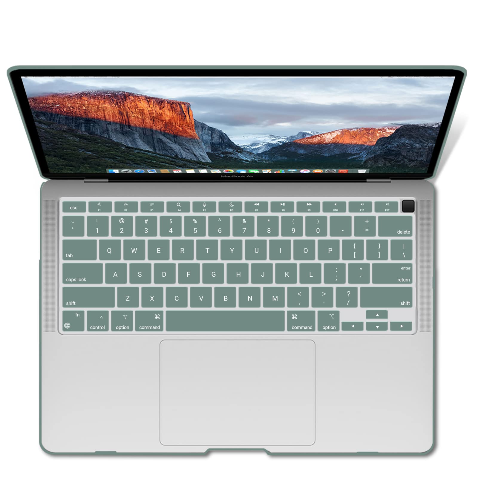 Premium Dark Green MacBook Air 13 Hard Shell Case with Keyboard Cover A1932 A2179 A2337