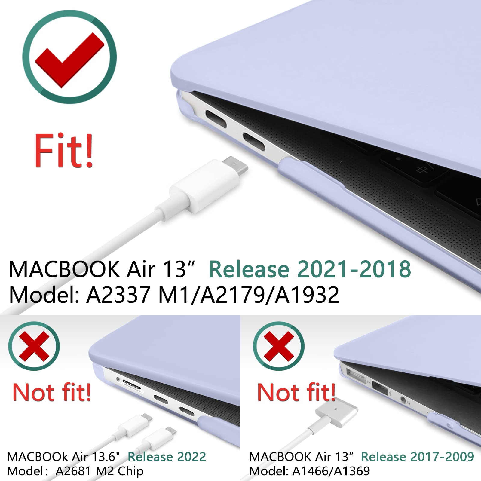 Premium Lavender Grey MacBook Air 13 Hard Shell Case with Keyboard Cover A1932 A2179 A2337