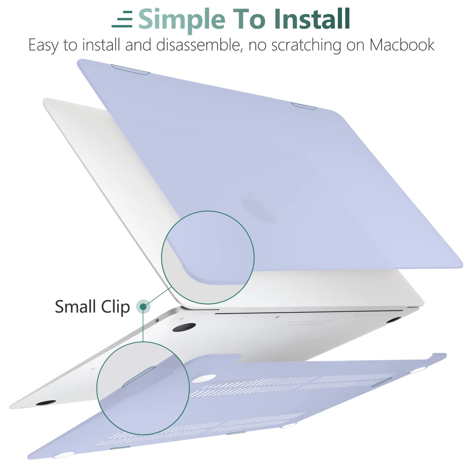 Premium Lavender Grey MacBook Air 13 Hard Shell Case with Keyboard Cover A1932 A2179 A2337