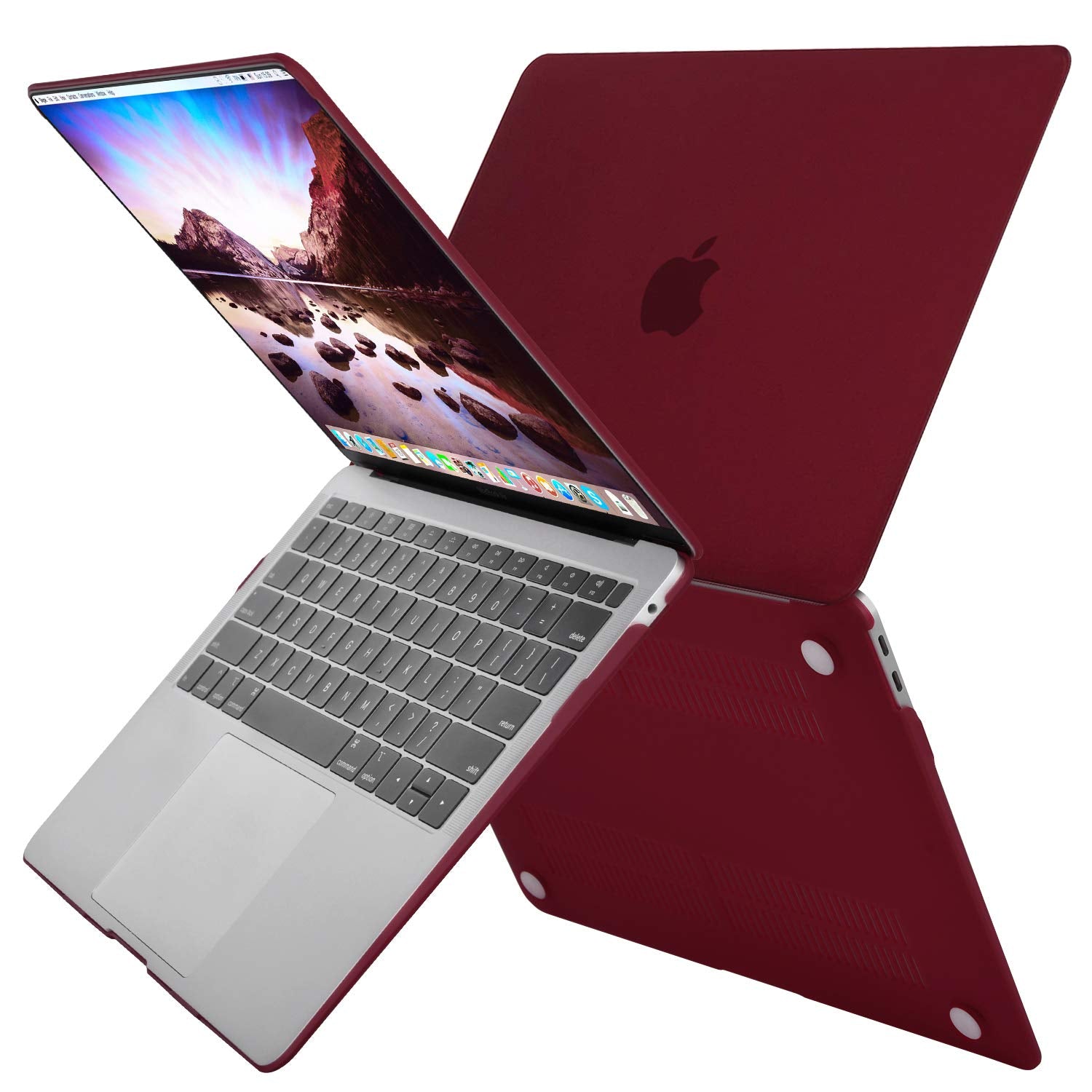 Premium Wine Red MacBook Air 13 Hard Shell Case with Keyboard Cover A1932 A2179 A2337
