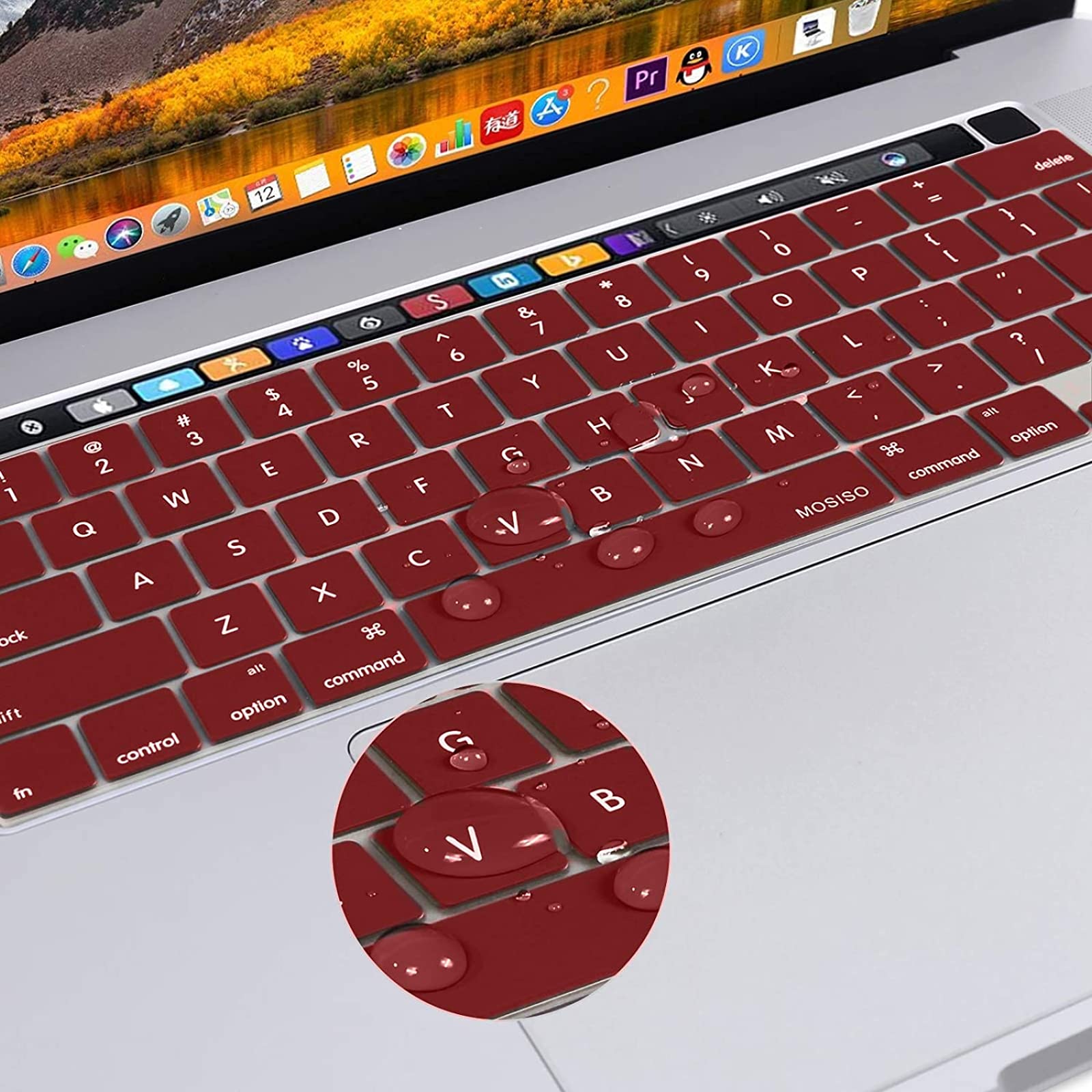 Premium Wine Red MacBook Pro Keyboard Cover Skin 13 and 16 Inch
