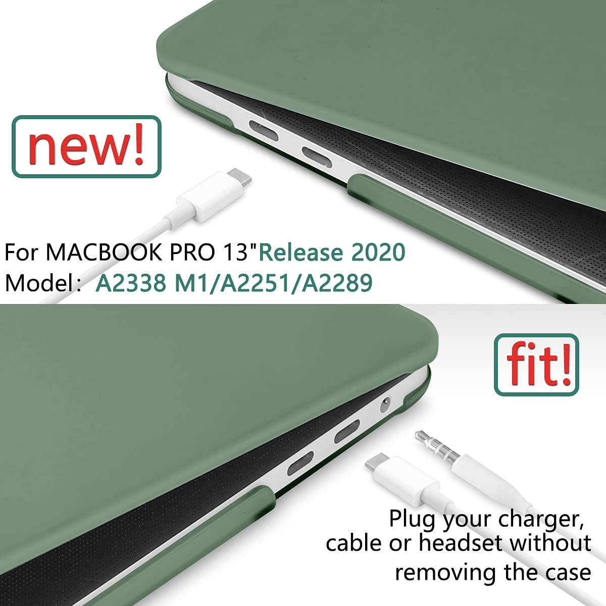 Suitable for Midnight Green MacBook Pro 13 Inch Case 2016-2023 M1 M2 A2338 A2289 A2251 A2159 Hard Shell Case Keyboard Cover - SuperSaverAU - view 4