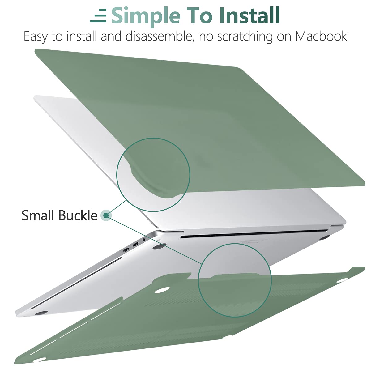 Suitable for Midnight Green MacBook Pro 13 Inch Case 2016-2023 M1 M2 A2338 A2289 A2251 A2159 Hard Shell Case Keyboard Cover - SuperSaverAU - view 8