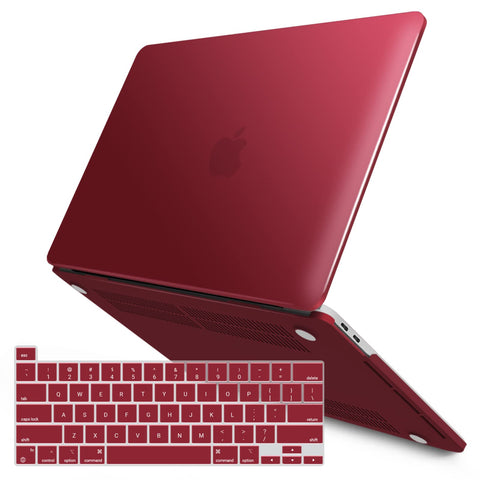 Premium Wine Red MacBook Pro 13 Hard Shell Case with Keyboard Cover A2338 A2289 A2251 A2159