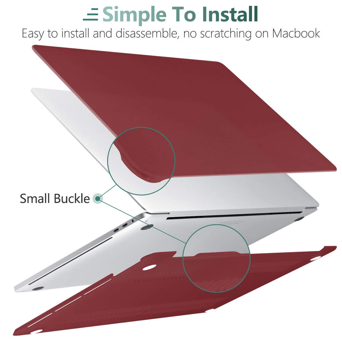Premium Wine Red MacBook Pro 13 Hard Shell Case with Keyboard Cover A2338 A2289 A2251 A2159