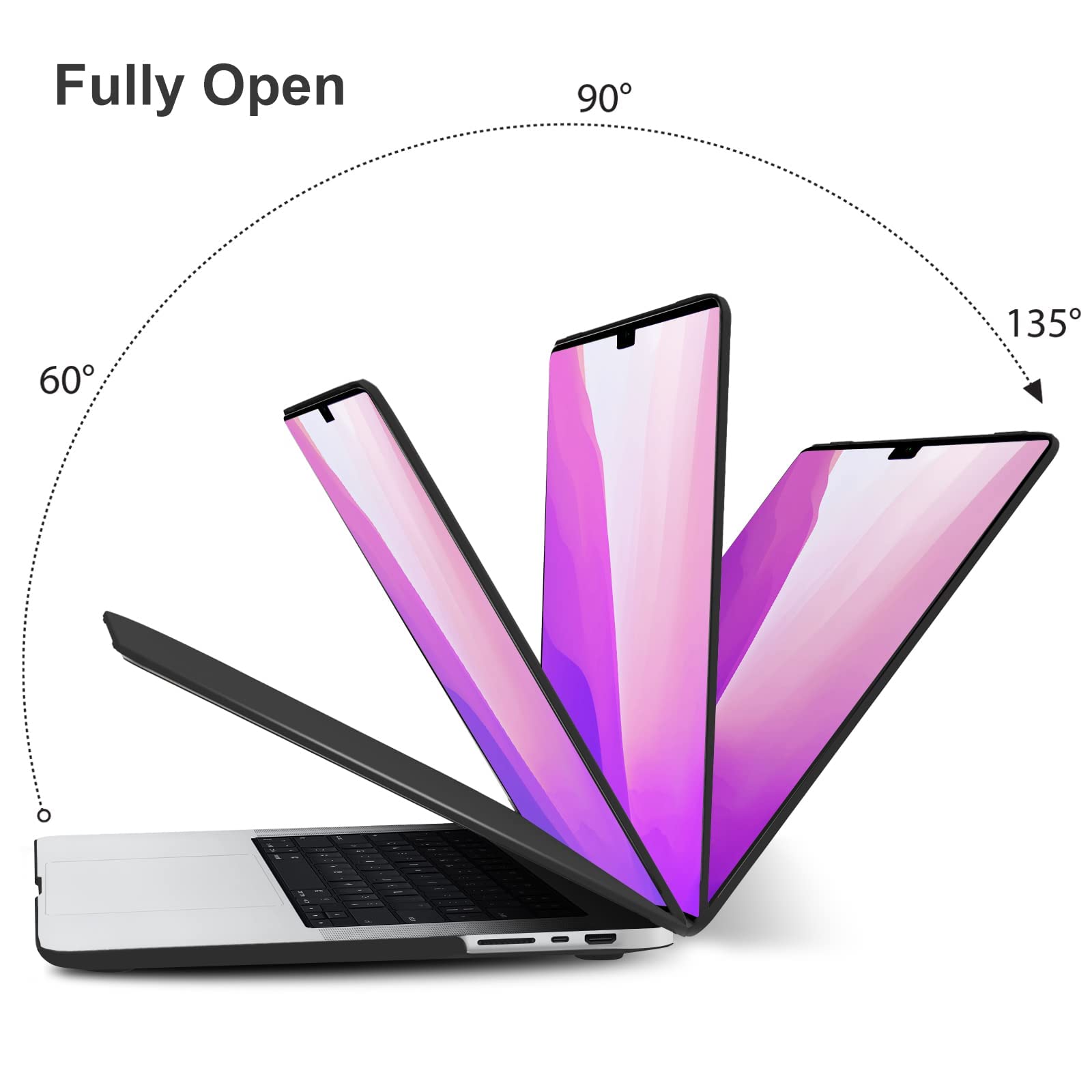 Suitable for MacBook Pro 14 Max Inch Case 2023 2022 2021 M2 A2779 M1 A2442 Hardshell Case Keyboard Cover Black - SuperSaverAU - view 5
