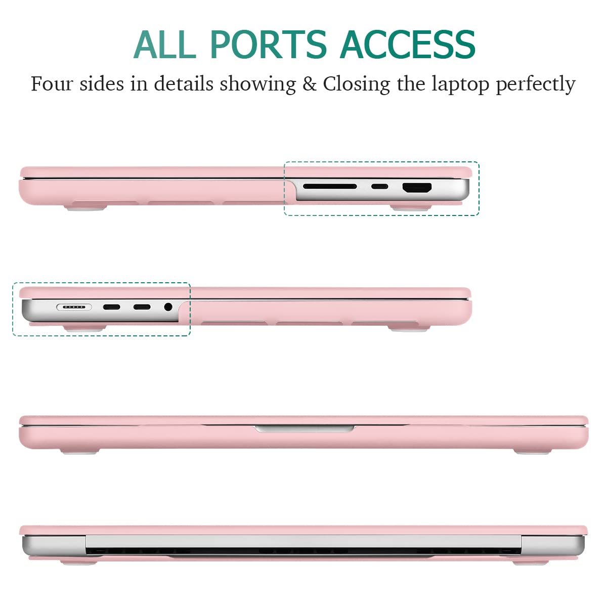 Premium Solid Pink MacBook Pro 14 Hard Shell Case with Keyboard Cover A2779 A2442
