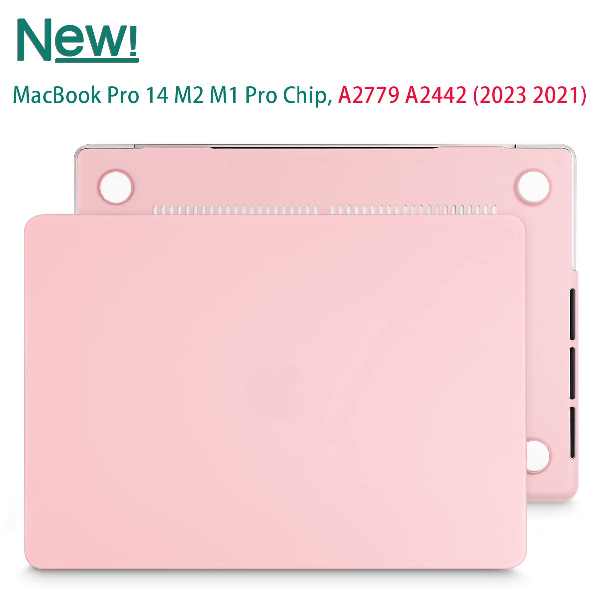 Premium Solid Pink MacBook Pro 14 Hard Shell Case with Keyboard Cover A2779 A2442
