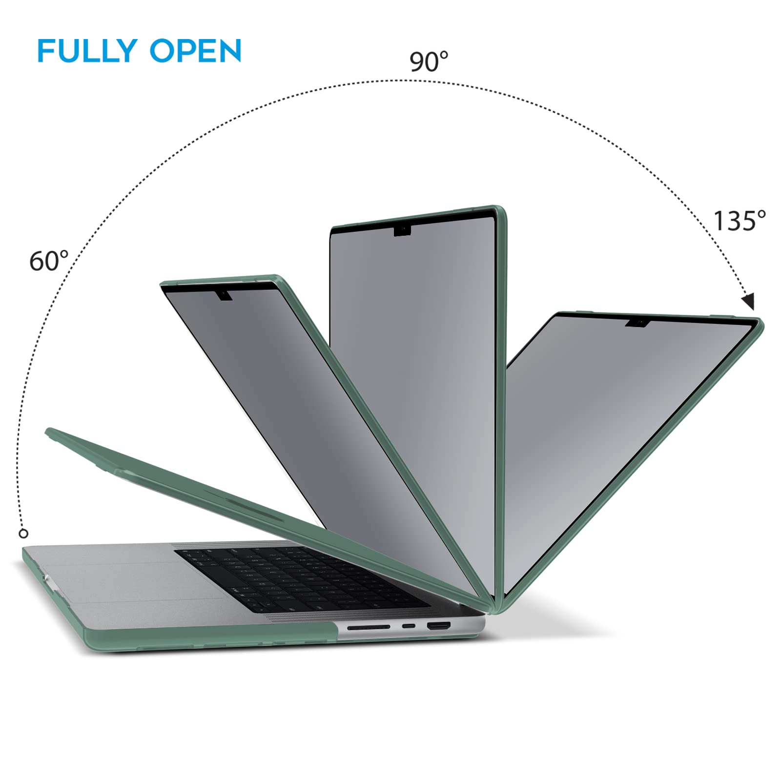 Suitable for MacBook Pro 14 Max Inch Case 2023 2022 2021 M2 A2779 M1 A2442 Hardshell Case Keyboard Cover Midnight Green - SuperSaverAU - view 4