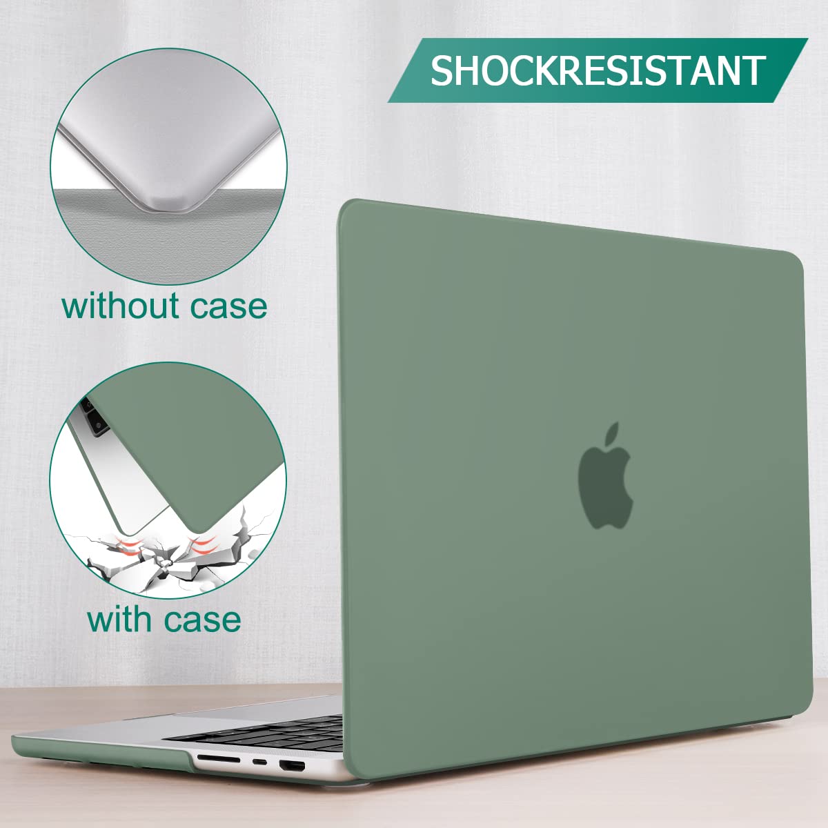 Suitable for MacBook Pro 14 Max Inch Case 2023 2022 2021 M2 A2779 M1 A2442 Hardshell Case Keyboard Cover Midnight Green - SuperSaverAU - view 8