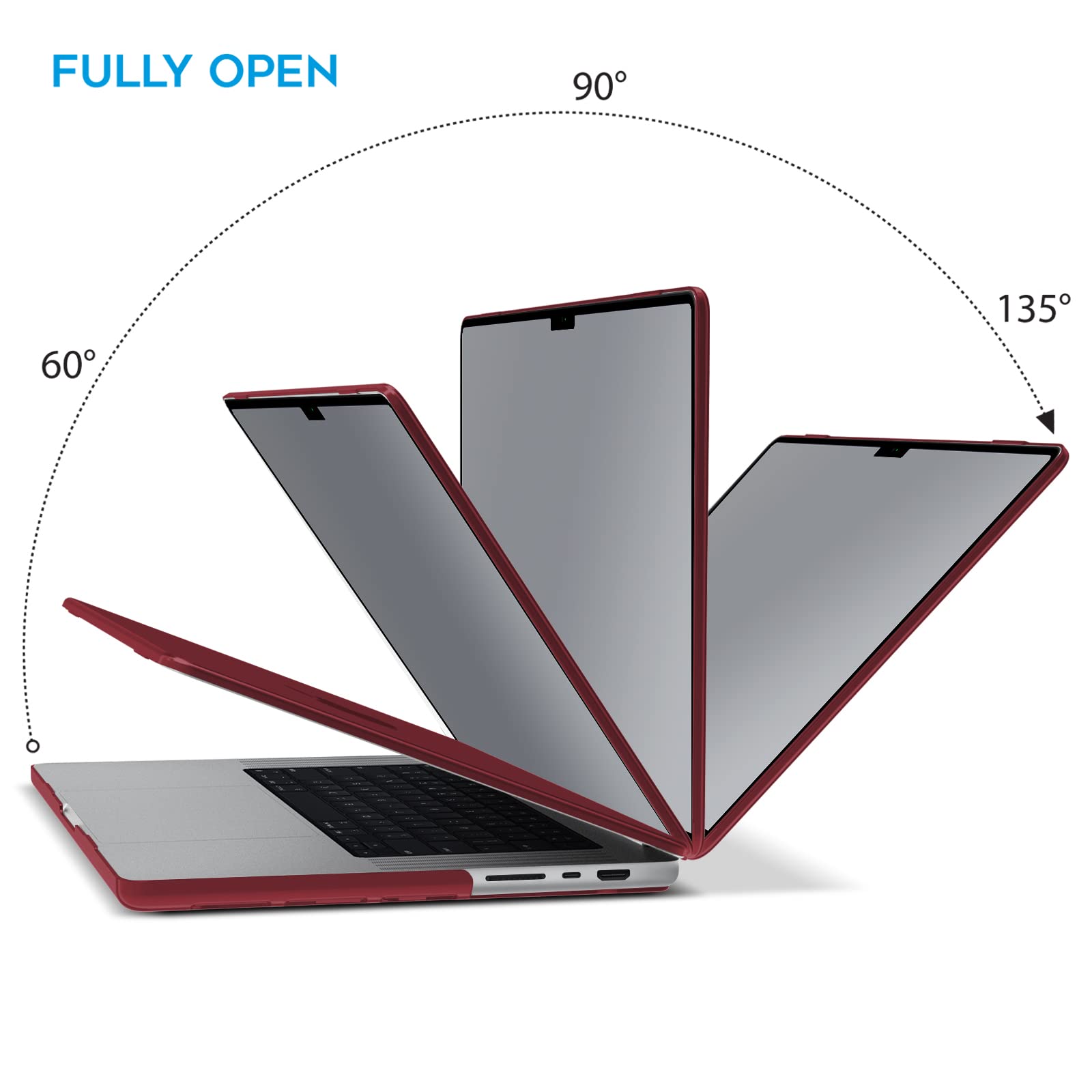 Premium Wine Red MacBook Pro 14 Hard Shell Case with Keyboard Cover A2779 A2442