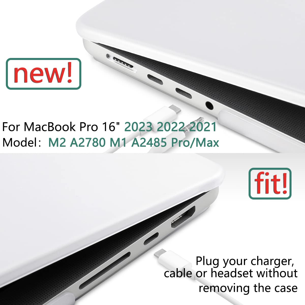 Premium White MacBook Pro 16 Hard Shell Case with Keyboard Cover A2780 A2485