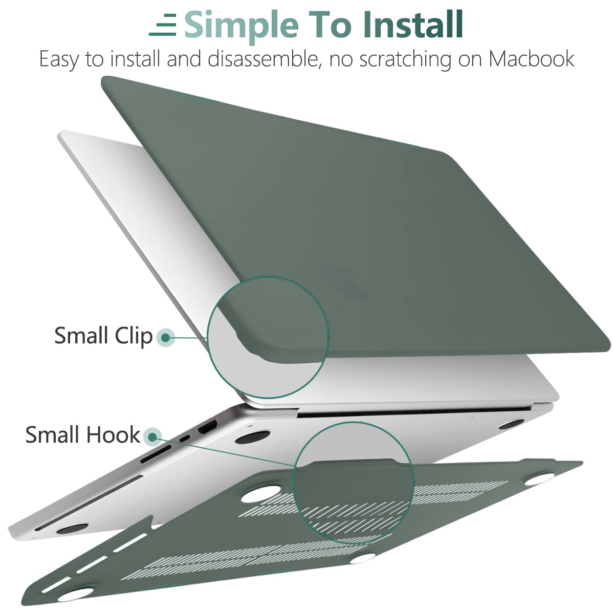 Premium Midnight Green MacBook Pro 16 Hard Shell Case with Keyboard Cover A2780 A2485