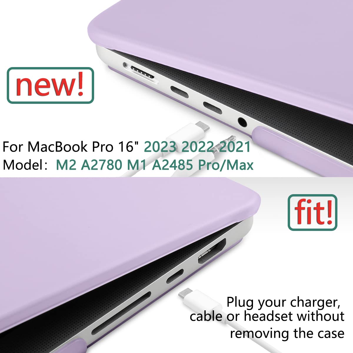 Premium Purple MacBook Pro 16 Hard Shell Case with Keyboard Cover A2780 A2485