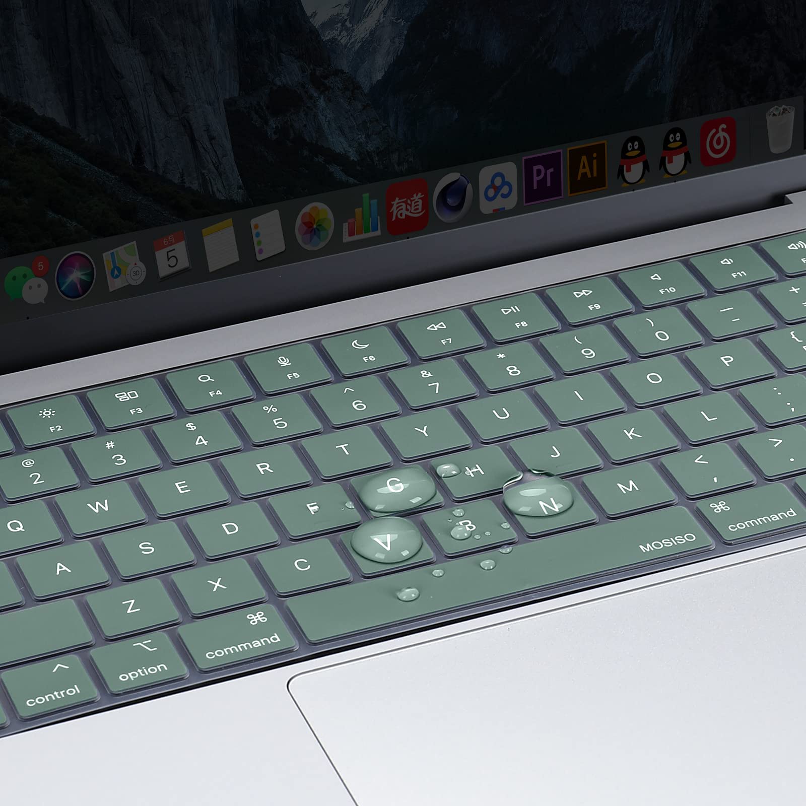 Keyboard Cover Skin For MacBook Air Pro 13 13.6 14 15.3 16 A2442 A2779 A2485 A2780 A2681 A2941 M1 M2 2021 to 2023 Dgreen - SuperSaverAU - view 3