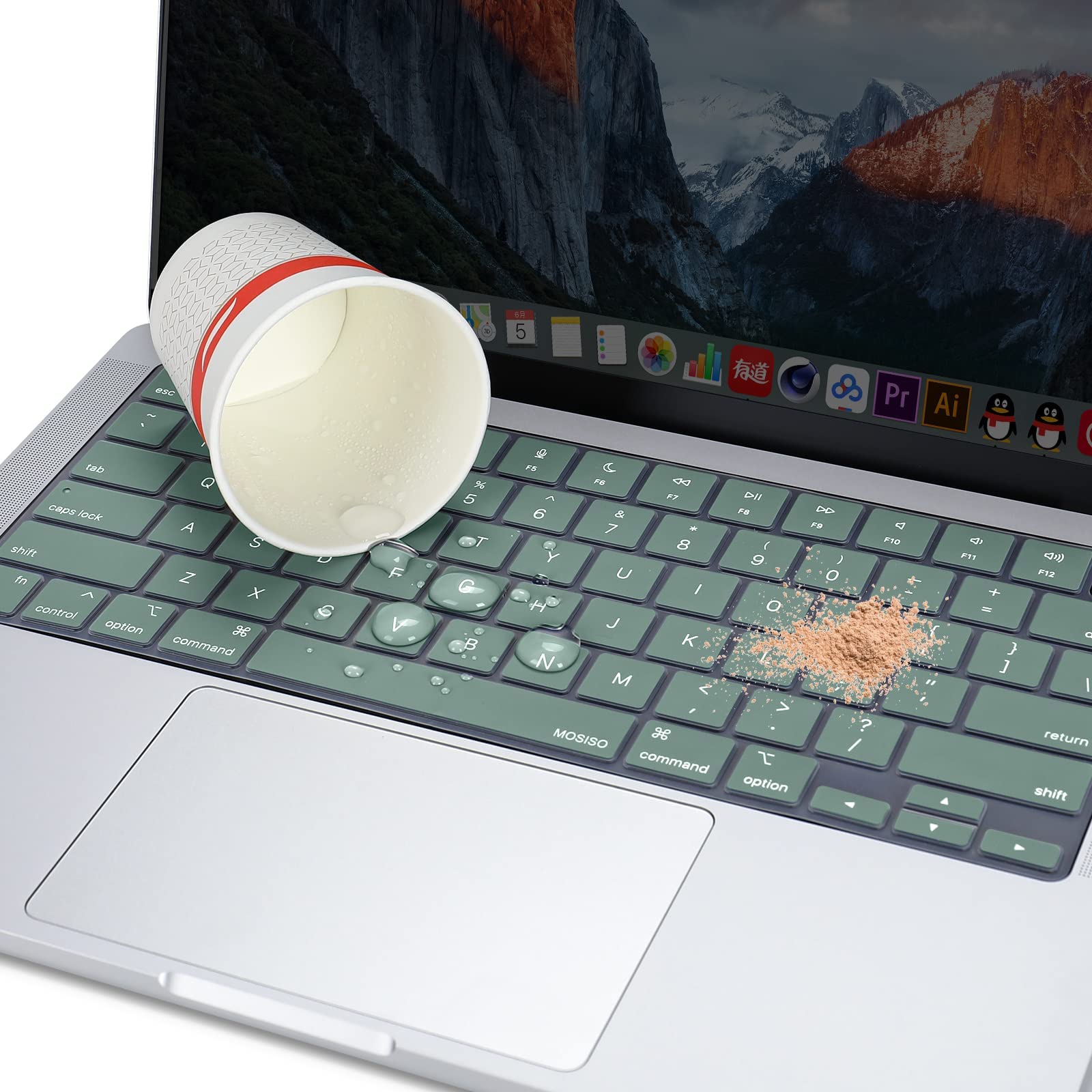 Keyboard Cover Skin For MacBook Air Pro 13 13.6 14 15.3 16 A2442 A2779 A2485 A2780 A2681 A2941 M1 M2 2021 to 2023 Dgreen - SuperSaverAU - view 6