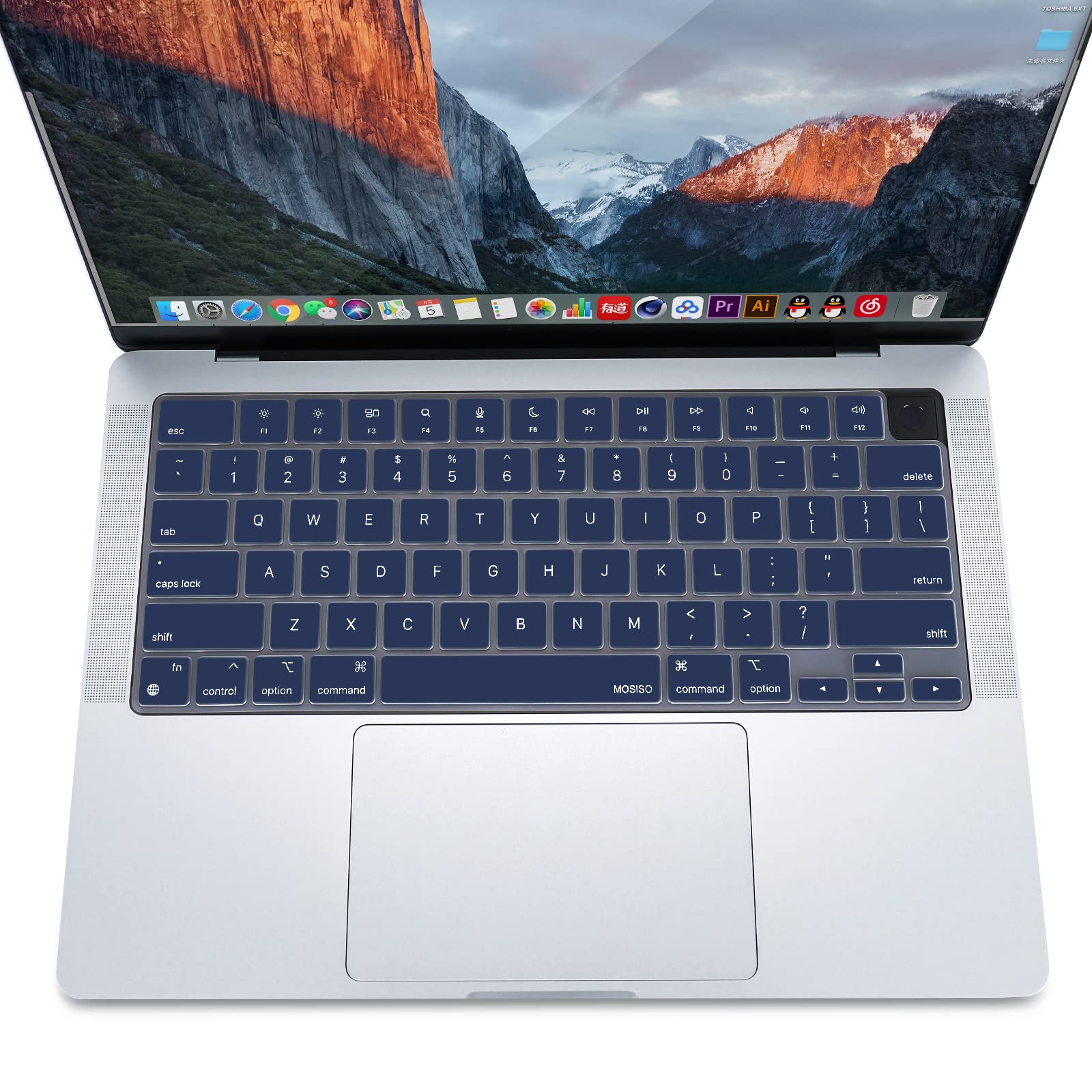 Keyboard Cover Skin For MacBook Air Pro 13 13.6 14 15.3 16 A2442 A2779 A2485 A2780 A2681 A2941 M1 M2 2021 to 2023 Navy Blue - SuperSaverAU - view 3