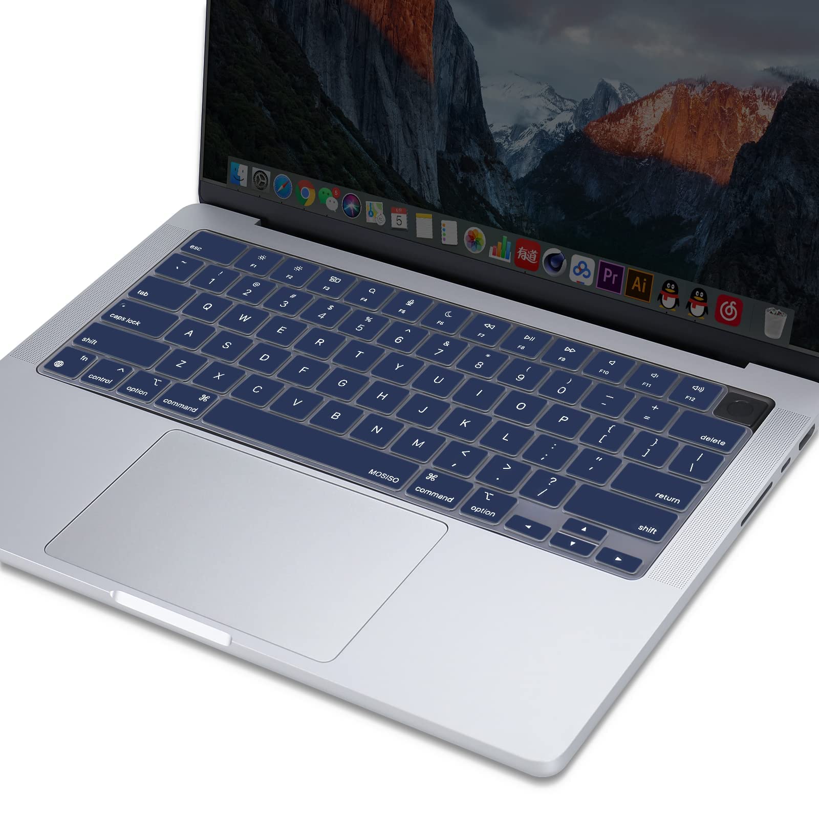 Keyboard Cover Skin For MacBook Air Pro 13 13.6 14 15.3 16 A2442 A2779 A2485 A2780 A2681 A2941 M1 M2 2021 to 2023 Navy Blue - SuperSaverAU - view 4